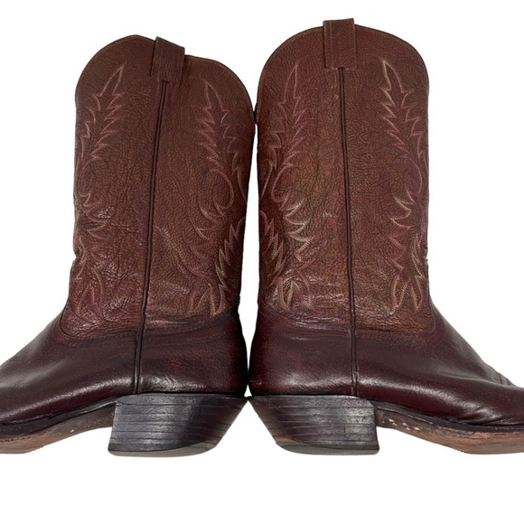 Nocona Leather Western Boots Brown Size 9D Med Pointed Toe Hand Stitched USA - Picture 13 of 16